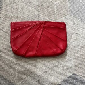 Amanda Smith Vibrant Red Pleated Leather Crossbody/Clutch